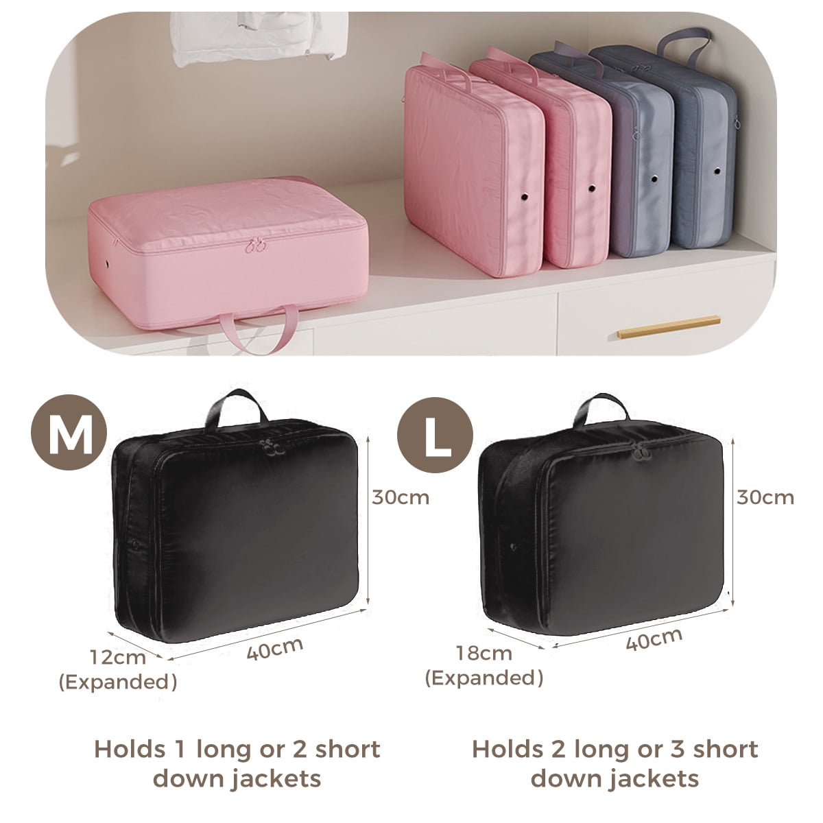 AUXDIQ 3 PCS Compression Packing Cubes Travel Luggage Organizer Bags Set Packing Organizers Compression Suitcase Bag Travel Essential Bag