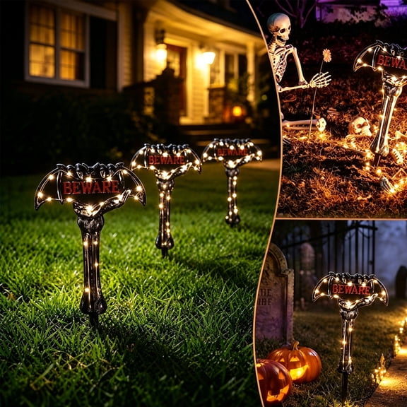 Halloween Decoration Glowing Ground-Insert Light for Lawns and Gardens, Plastic Ground Stake Light with Eerie Glow for Festive Yard, Spooky Outdoor Decor for Halloween Party Garden Display