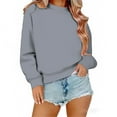 thumbnail image 3 of VISALY Pullover Crewneck Sweaters Mock Neck Sweatshirt 2Pc Long Sleeve Oversized Sweatshirt Loose Fit Sweater Solid Color Fleece Lined Loose Thick Jacket Sweater Jackets 2025 Casual Tops Navy L, 3 of 3