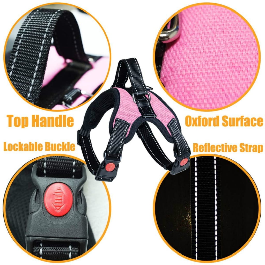 No Pull Dog Harness for Large Dog Adjustable Pet Vest Harness with belt buckle for Outdoor Walking(Red/XL)