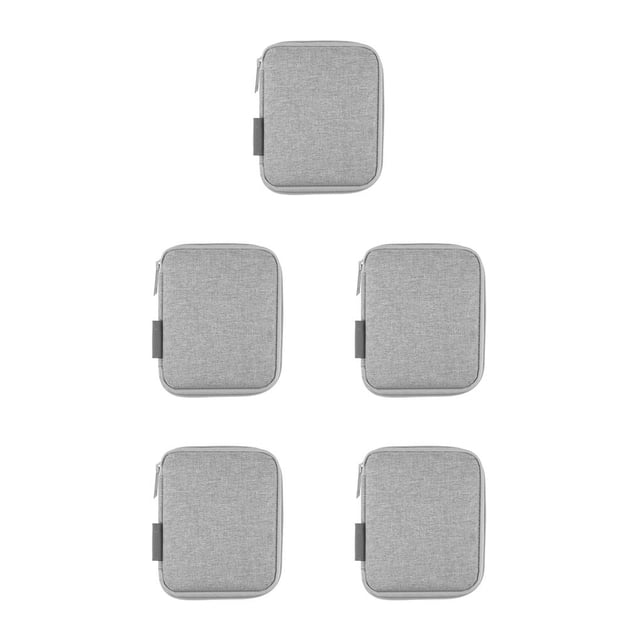 QualitChoice HAWEEL Cable Organizer Portable Reusable Mini Nylon Mesh Elastic Ring Data Line Charger Pen Storage Bag Travelling Case Grey 5Set
