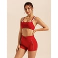thumbnail image 4 of PISONIC Workout Sets for Women 2 Piece Twist Back Layered Sports Bra Mini Shorts Yoga Pilates Outfits Active Wear, 4 of 6