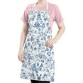thumbnail image 5 of Pioneer Flower Floral Print Pattern Apron-Garden Aprons for Women with Pockets-Cotton Linen Waterproof Kitchen Cooking Gardening Aprons Adjustable for Kitchen,Cooking,BBQ and Salon 33x27 Inch, 5 of 7