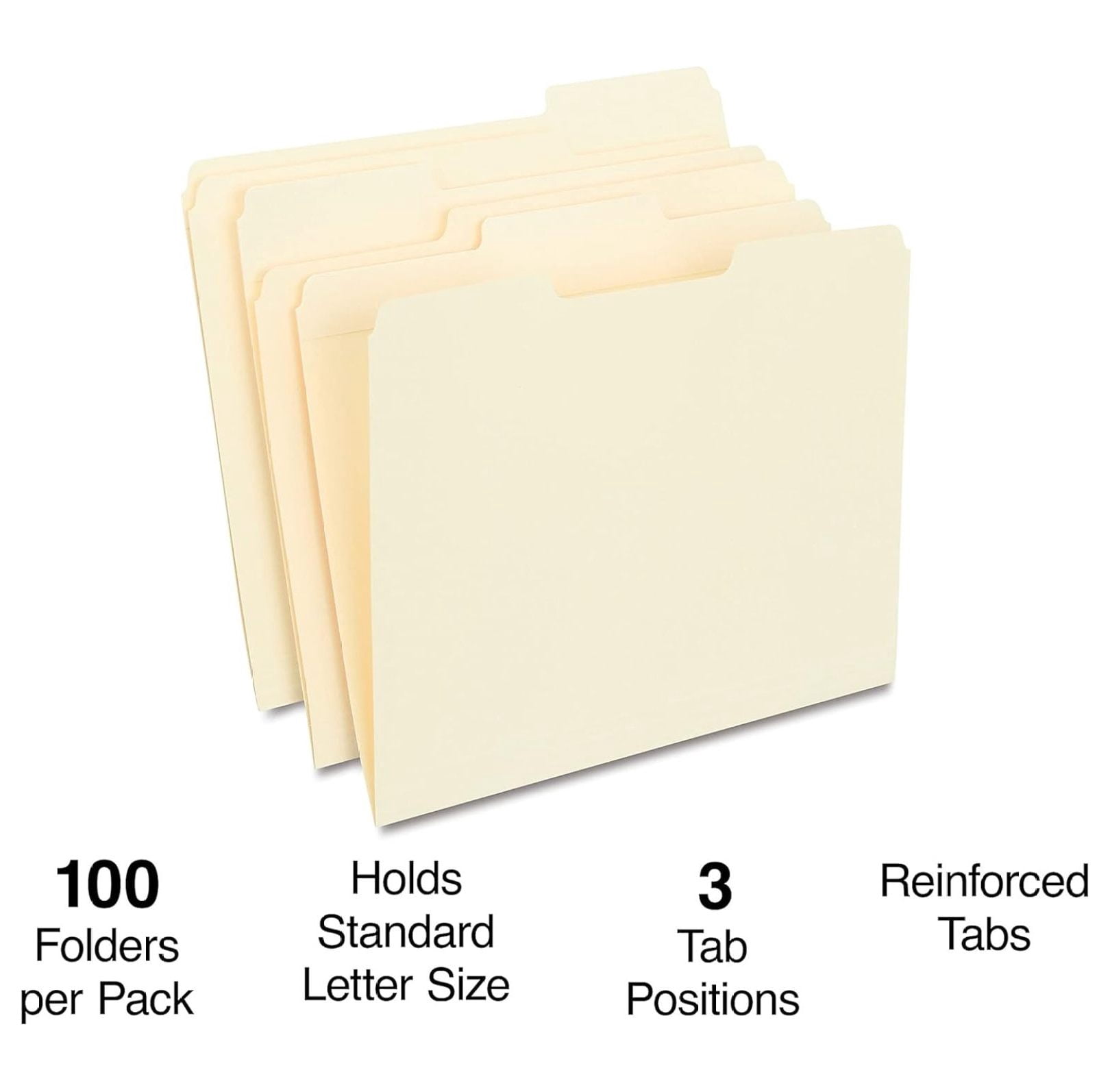 Reinforced File Folder, 1/3 Cut Tab, Letter Size, Manila, 200/Carton (ST56682-CCVS)