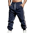 thumbnail image 2 of Ceisia Men Solid Color Loose Casual Pants Elastic Waist Drawstring Sports Gift Work Trousers, 2 of 9