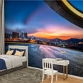 thumbnail image 2 of Peel and Stick Wallpaper Asphalt road city skyline sunset Modern Art Wall Mural Decor Self Adhesive and Removable 100in x 144in, 2 of 8