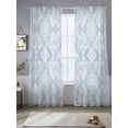 thumbnail image 2 of Boho Blue Floral Sheer Curtains 84 Inch Length 2 Panels Set, Country Ethnic Abstract Flower Pattern Voile Window Treatment Rod Pocket Curtains Sheers Drapes for Bedroom/Living Room/Kitchen 52"x84"x2, 2 of 7