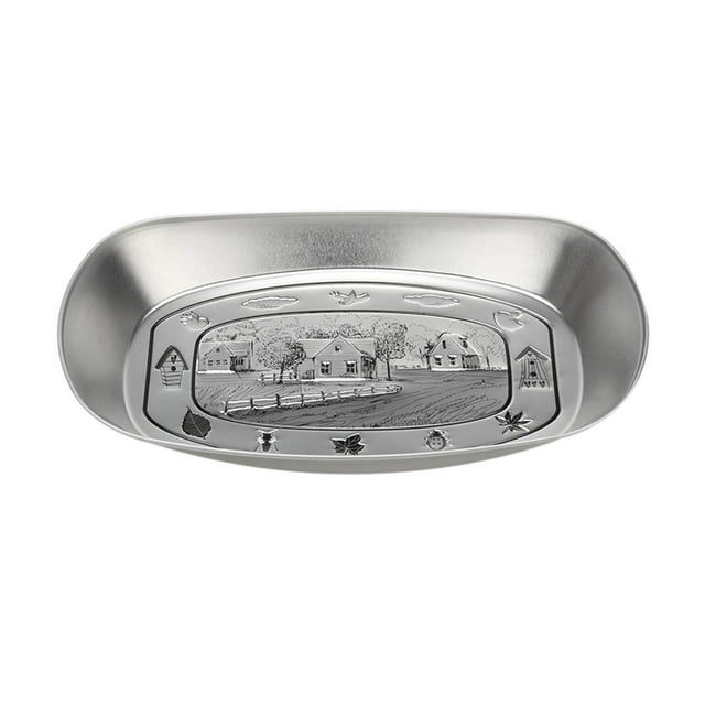 Fiudx Bandeja de Hojalata para Exteriores, Diseño Vintage En Relieve, Material Duradero, Ideal para Comer y Acampar, Vajilla Festiva, Multiusos, 1 Pieza, Fácil de Guardar y Limpiar.