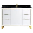 thumbnail image 2 of Fine Fixtures Opulence Collection 48 in. W x 20 in. D x 33 in. H Bathroom Vanity in White Matte with Black Marble Sintered Stone Sink - Satin Brass hardware, 2 of 7