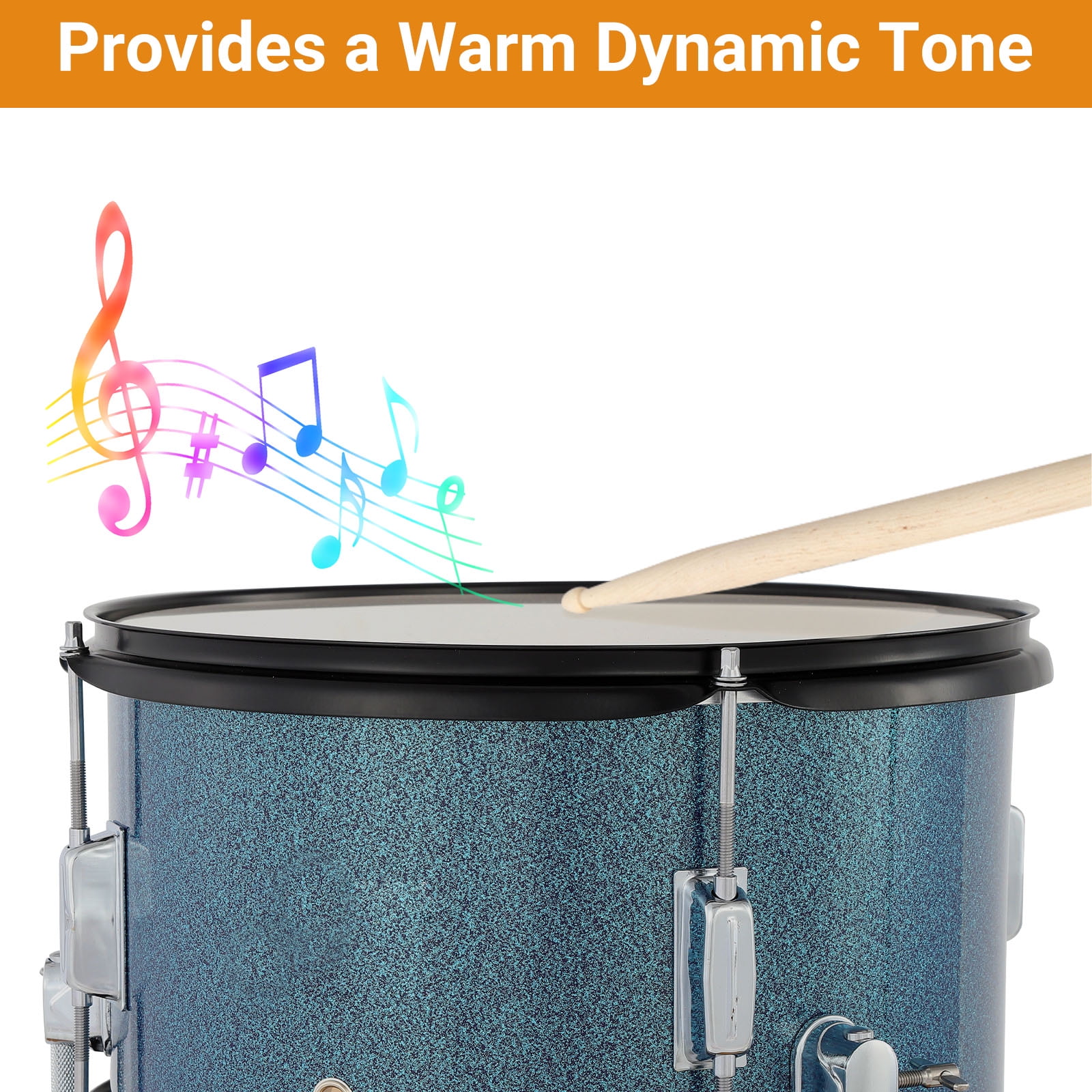 M optimized 5 Piece Drum Set for Musical Instruments, AD-300 with Bass Drum, Tom-Tom, Snare, Cymbals, Hi-Tone Drum, Sticks, Base Pedal and Stool, Beginner Set