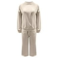 thumbnail image 6 of Ltctricy Sweatsuits for Women Long Sleeve Mock Neck Pullover Sweatshirt Wide Leg Pants Matching Lounge Sets 2 Piece Tracksuits(Beige,Large), 6 of 6
