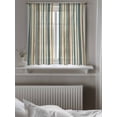thumbnail image 5 of Boho Teal Stripes Curtains 45 Inch Length, Sheer Curtains for Bedroom Living Room Window Bohemian Vertical Striped Geometric Rod Pocket Drapes Kitchen Curtains Small Half Window 42"x45" 2 Panels, 5 of 6