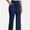 Deep Blue, variant on High Waisted Elastic Wide Leg Yoga Pants for Women with Pockets Casual Sportswear Pants