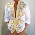 thumbnail image 1 of Camisa de cuello alto para hombre con estampado digital 3D de flores, manga larga, botones, cómoda y suave, para primavera y verano, 1 of 6
