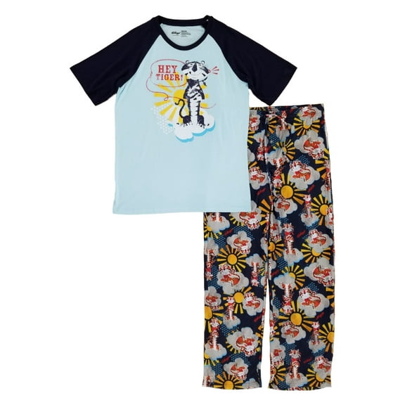 Mens 2-Piece Tony The Tiger T-Shirt & Flannel Pants Sleepwear Pajama Set M