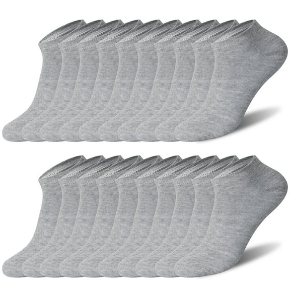 Bocaoying 10 Pcs Unisex No Show Ankle Socks, Low Cut Cotton Socks Grey Athletic Socks Casual Running Socks for Men Women, No Show Crew Socks Perfect for Daily Wear, Travel, Sports, One Size