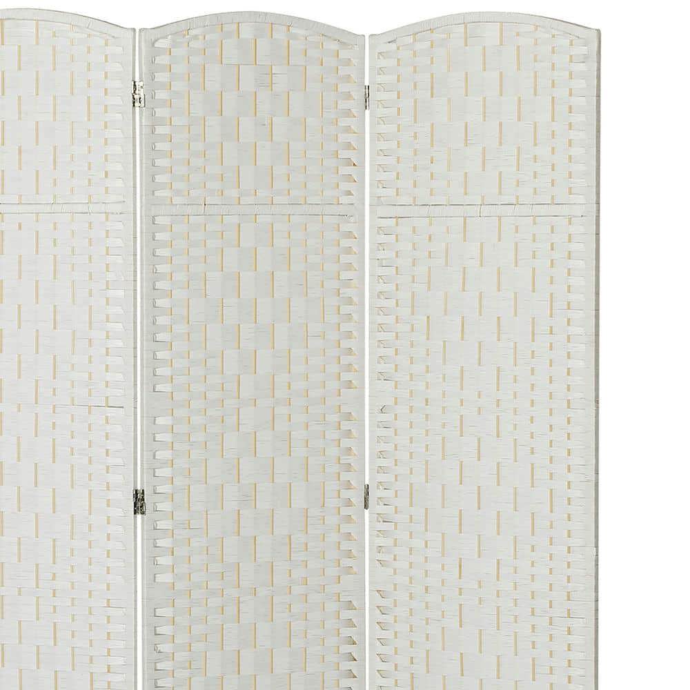 Spaco 3 Panel Folding Privacy Screen, 6FT Tall Portable Weave Partition Wall Divider, Room Divider for Indoor as Living Room, Entryway, White