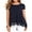 Navy Blue, variant on Women's Tops Short Sleeve Lace Trim O-Neck A Line Tunic Blouse Navy Blue-Large