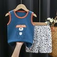 thumbnail image 2 of Odeerbi Toddler Boys Girls 2 Piece Outfits Cartoon Cotton Tank Tops Shorts Set Summer Clothes Children's Casual Sleeveless Pullover Set Blue, 2 of 3