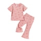 thumbnail image 2 of ¡Liquidación! Conjuntos casuales de blusa de manga corta con cuello redondo y pantalones cortos lisos para niñas de Honeeladyy, para uso diario (rosa, 12-18 meses), 2 of 5