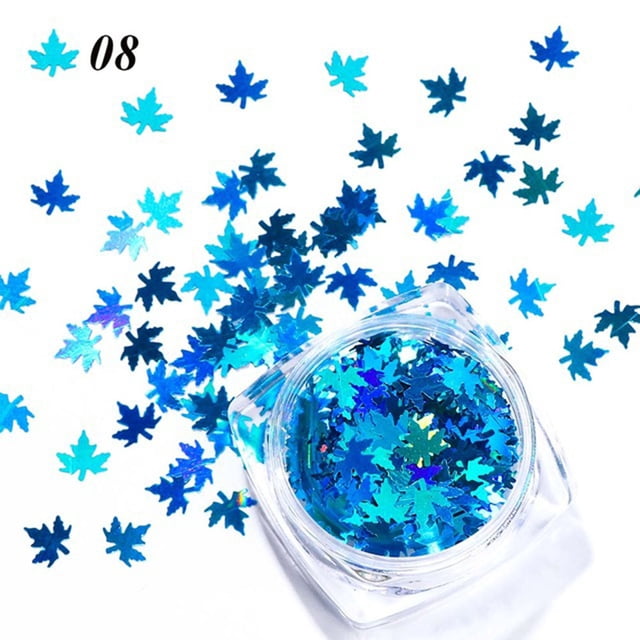 HHBEAUTY Fall Leaf Glitter Nail Sequins 3D Maple Autumn Leaf Holographic Nail Art Flakes Colorful Confetti Glitter Sticker Decals Manicure Nail Art Design Makeup DIY Decorations