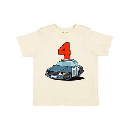 

Inktastic 4th Birthday Police Car Boys or Girls Toddler T-Shirt