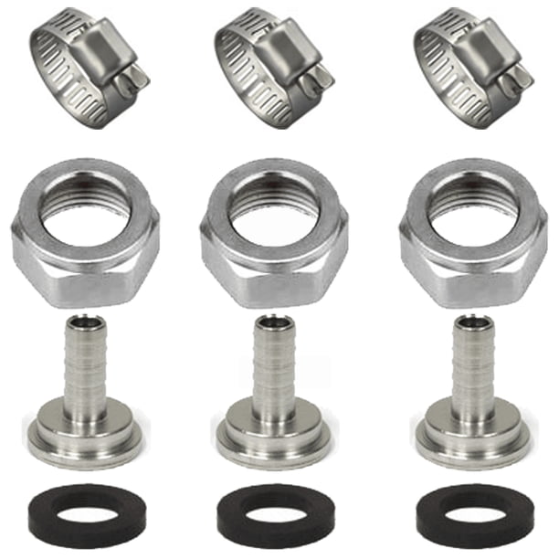 3 PACK BEER NUT STAINLESS STEEL TAIL PIECE GASKET KIT KEGERATOR DRAFT