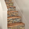 thumbnail image 6 of 4X 3D Stair Sticker Murals Wall Decal-Vintage Landscape Staircase Sticker Mural Tile Step Stair Risers Sticker Removable,24 * Sticker,brown, 6 of 6