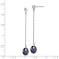 thumbnail image 3 of Auriga Fine Jewelry 925 Sterling Silver Rhod-plated and Beaded 7-8mm Black FWC Pearl Dangle Earrings for Women, 3 of 5