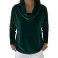 thumbnail image 7 of Womens Tops Trendy 2026 Fall Velvet Cowl Neck Shirts Long Sleeve Teacher Clothes Office Business Dressy Casual Outfits, 7 of 7