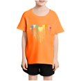 thumbnail image 2 of Qingpeng Girls Casual Short Sleeves T Shirts Kids Loose Soft Heart Print Tunic Tops, 2 of 7