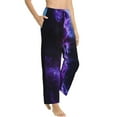 thumbnail image 3 of Cauagu Purple And Blue Nebula Pajama Pants for Women Loose Fit Wide Leg Trouser Pants Casual Elastic Waist Drawstring Lounge Pants, 3 of 6