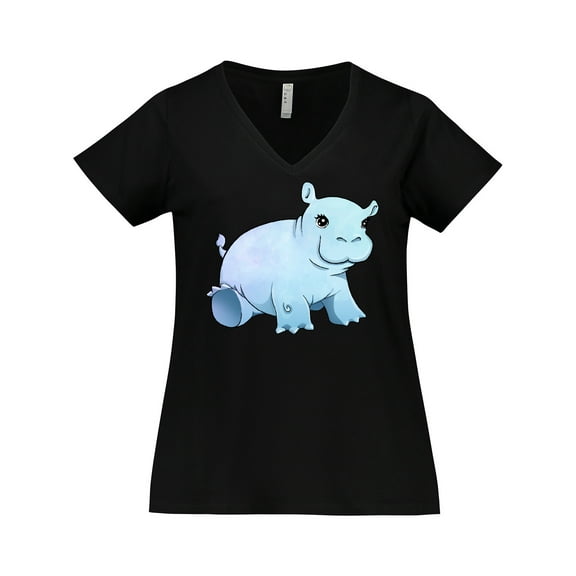 Inktastic Cute Baby Hippo Women's Plus Size V-Neck T-Shirt