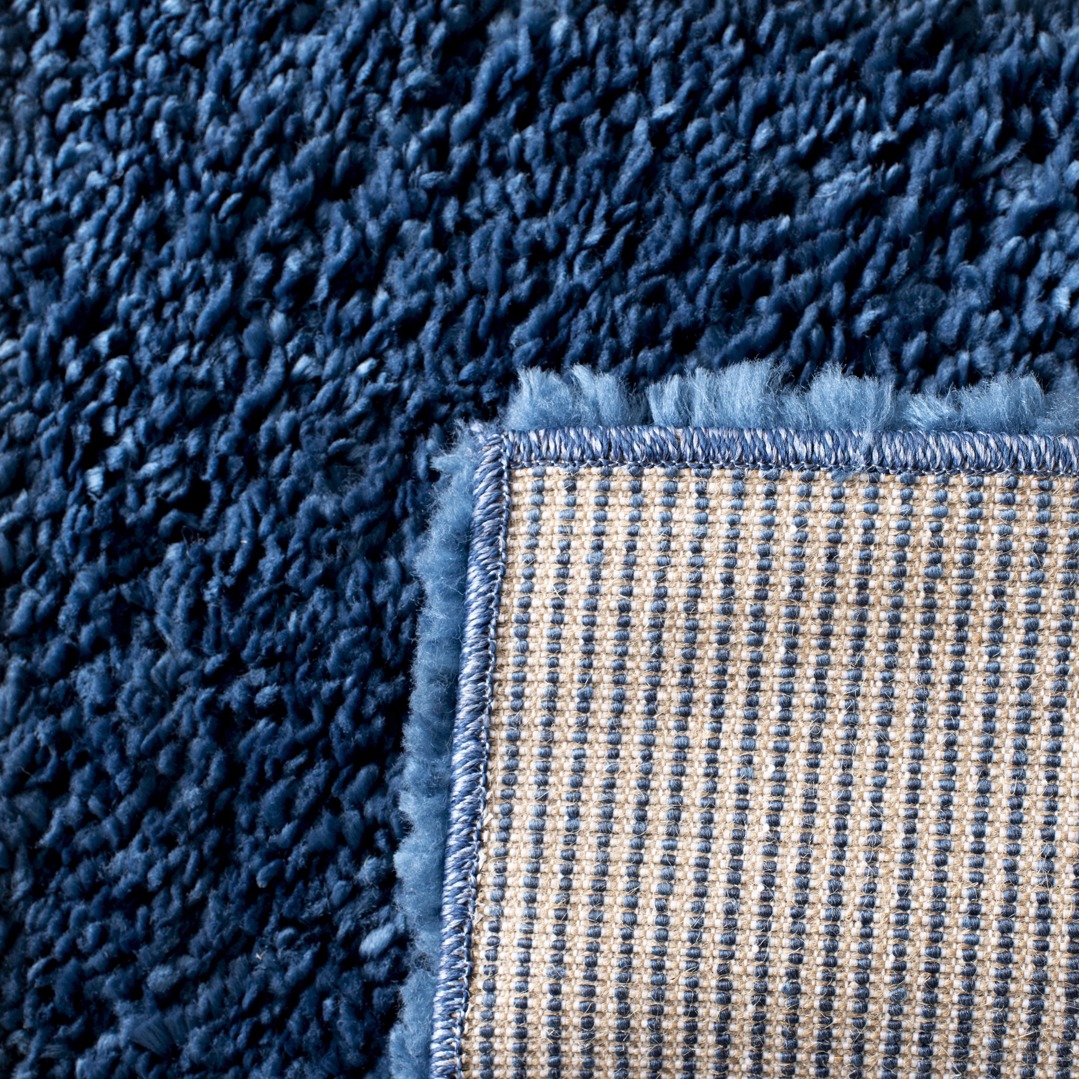 SAFAVIEH August Carlene Solid Plush Shag Area Rug, Navy, 11' x 11' Round - Large - Modern Design, Navy, Non-Shedding & Easy Cleaning, Ultra Plush Thick Pile, Ideal for Living Room, Bedroom