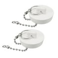 thumbnail image 1 of Uxcell 2Pcs Tapón de Drenaje de Goma con Cadena y Anillo Colgante, Tapón de Drenaje para Bañera Se Adapta a 1 1/2 pulgadas, Tapón de Drenaje de Goma para Bañera, Cocina y Baño, Blanco, 1 of 6