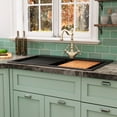 thumbnail image 3 of 33 in. Single Bowl Granite Composite Drop-in Kitchen Sink in Black with Grid and Strainer, 3 of 11
