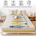 thumbnail image 5 of Twin Sze Fitted Sheet Set - Coastal Nautical 2 Piece Bedding Sets 16" Deep Pocket Fitted Sheet with 1 Pillowcase, Summer Cute Cartoon Fishes Plaid Yellow Brushed Microfiber Hotel Luxury Bed Sheets, 5 of 9