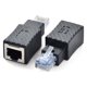 thumbnail image 1 of Adaptador Ethernet Cat5E/Cat6 Rj45, paquete de 2 adaptadores Ethernet macho a hembra Rj45/8P8C de ángulo recto de 90 grados compatible con Cat6/Cat5E (Ad, 1 of 4