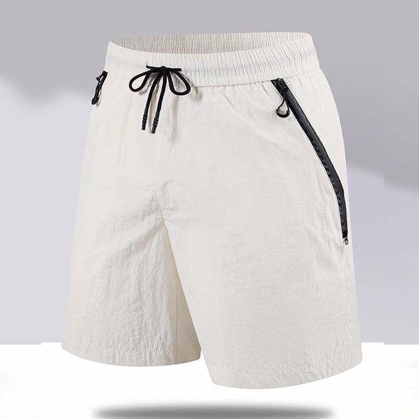 pstuiky Abreviatura para hombres, Pantalones cortos de trabajo de pierna recta, holgados y cómodos, de color liso, a la moda para hombre Pantalones cortos de golf