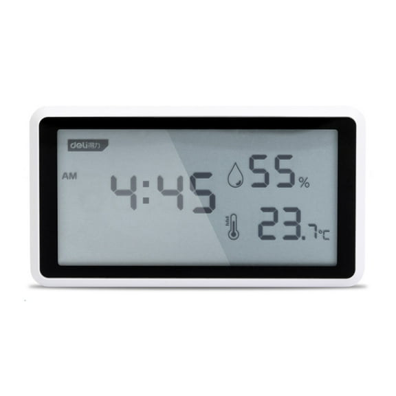 Desktop Temperature Humidity Measurement Meter Large LCD Display Indoor Thermometers Hygrometer Gauge with Time Display