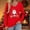 Red, variant on asdoklhq Christmas Christmas Shirts for Women Fashionable and Casual Loose Christmas V-neck Long Sleeved T-shirt Top Green M