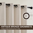 thumbnail image 5 of TURCURNO Light Filtering Linen Curtains for Living Room Bedroom,Soft Flax Textured Bronze Grommet Semi Sheer Privacy Drapes 2 Panels,Natural,52"x90", 5 of 10