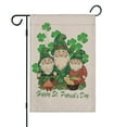 thumbnail image 2 of St. Patrick's Day Garden Flag Linen Outdoor Flag Gnome Green Shamrock Spring Clover Yard Flags Double Sided House Flag for Home,indoor ,12.5''×18''in.set Of 2, 2 of 3