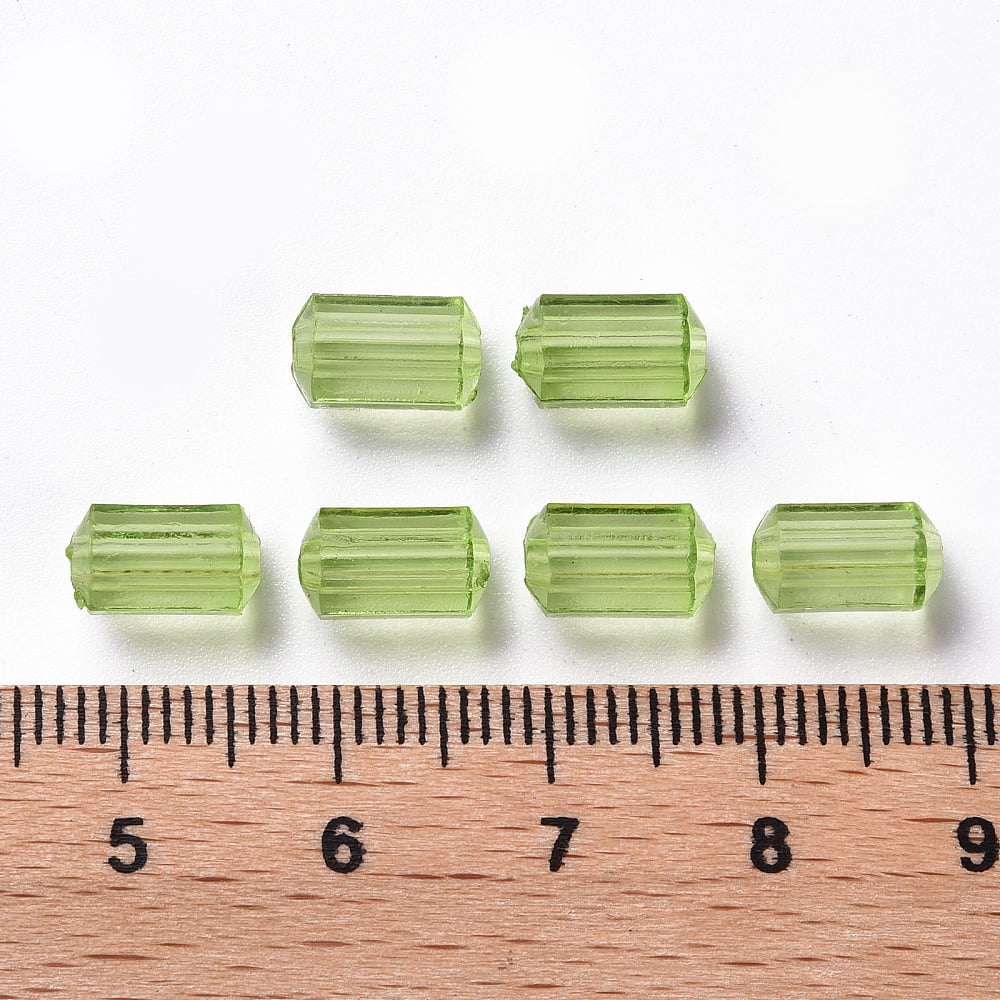 Transparent Acrylic Beads Faceted Polygon Lime Green 9x5mm Hole: 1.8mm 3496pcs/500g
