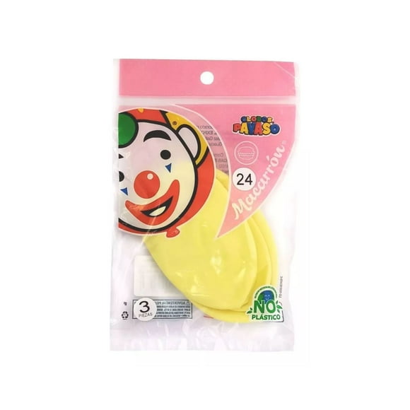 Globos Payaso Macarron 3 Piezas Color Vainilla Numero 24 adornos