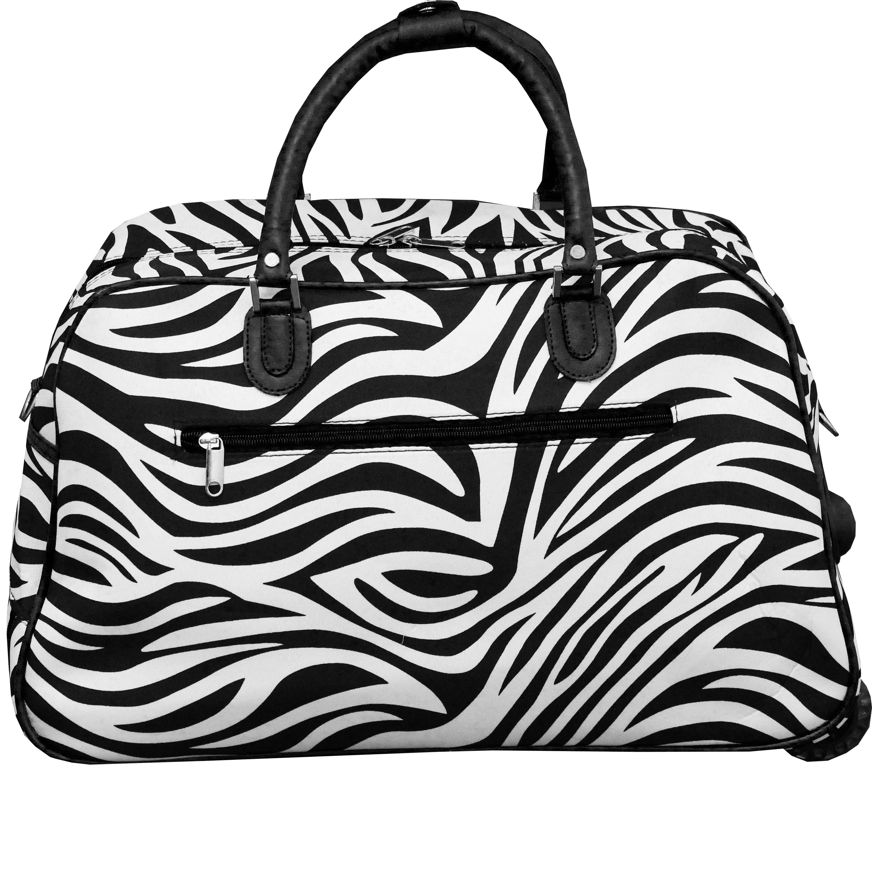 CalBags Animal Prints 21-Inch Carry-On Rolling Duffel Bag - Black Trim Zebra