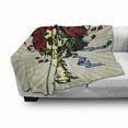 thumbnail image 3 of Rose Soft Flannel Fleece Blanket, Tattoo Art Style Graphic Skull in Red Flowers Crown Halloween Composition Print, Cozy Plush for Indoor and Outdoor Use, 70" x 90", Beige Multicolor, by Ambesonne, 3 of 6