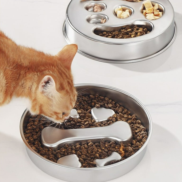 Slow Feeder Katzen Napf Floral Maze  Anti-Schlingnapf Mit Erhhtem Bambus-Stnder  Wei Floral Maze Futterteller