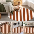 thumbnail image 6 of Burnt Orange Stripe Large Area Rugs for Bedroom Living Room, Soft Non Slip Carpet Bedside Rug, Farmhouse Striped Abstract Art Round Floor Cover Kitchen Accent Rug 3.3' for Dining Room/Office, 6 of 9