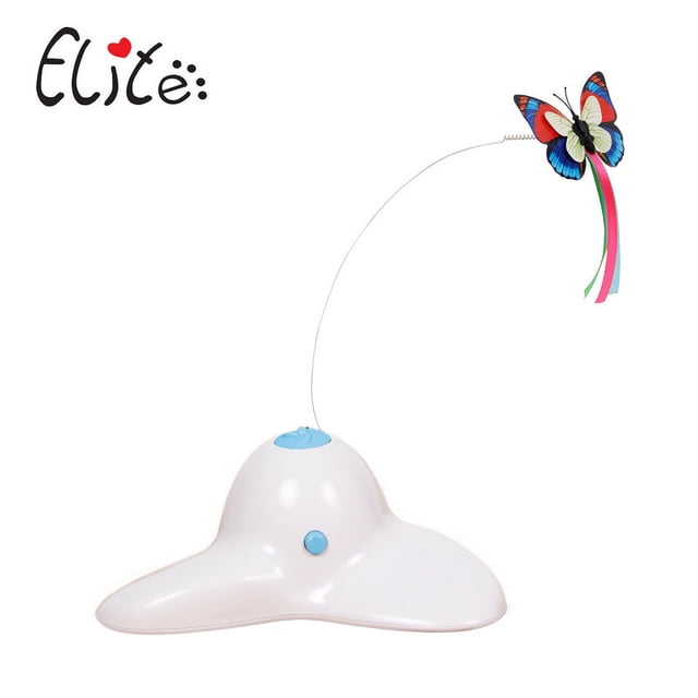Juguete interactivo para gatos blanco, mariposa giratoria automática eléctrica, gato de interior, juguete de mariposa tentador divertido blanco